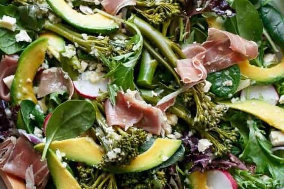 Light & Filling: Broccolini Prosciutto Feta Avocado Salad Recipe